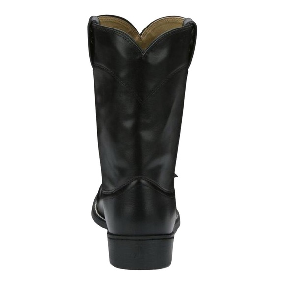 Justin Basics Black Cowboy Leather Roper Boot Men's Size 9EE - Picture 15 of 16